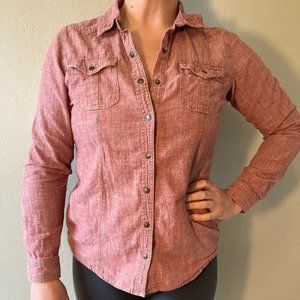 SOLD Royal Robbins - Hemp & Organic Cotton Button-up Shirt - M - Dusty Rose